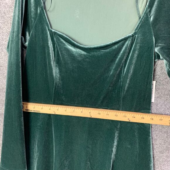 NEW Old Navy Fit & Flare Velvet Mini Dress Size Large Green - Picture 5 of 11